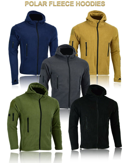 Men Casual Coat Tactical Recon Fleece Jacket Full Zip Army Hoodie Combat Hoody
