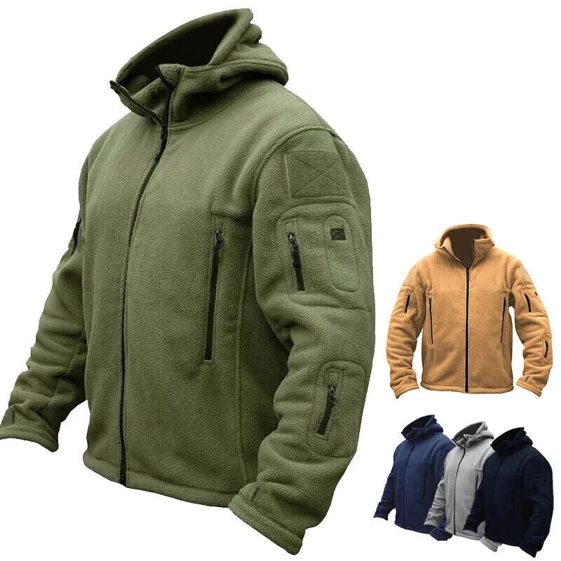Men Casual Coat Tactical Recon Fleece Jacket Full Zip Army Hoodie Combat Hoody